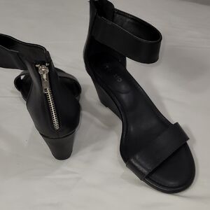 Torrid Black Heeled Sandals with Ankle Strap